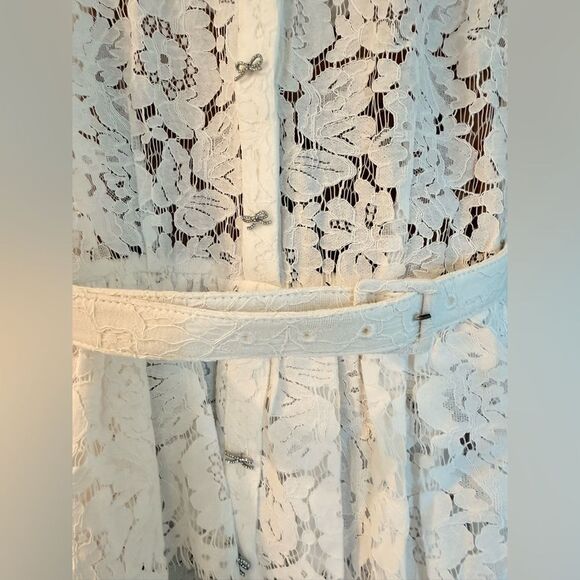 NWOT Self-Portrait WHITE LACE PEPLUM MIDI DRESS, size US4 - Picture 12 of 16